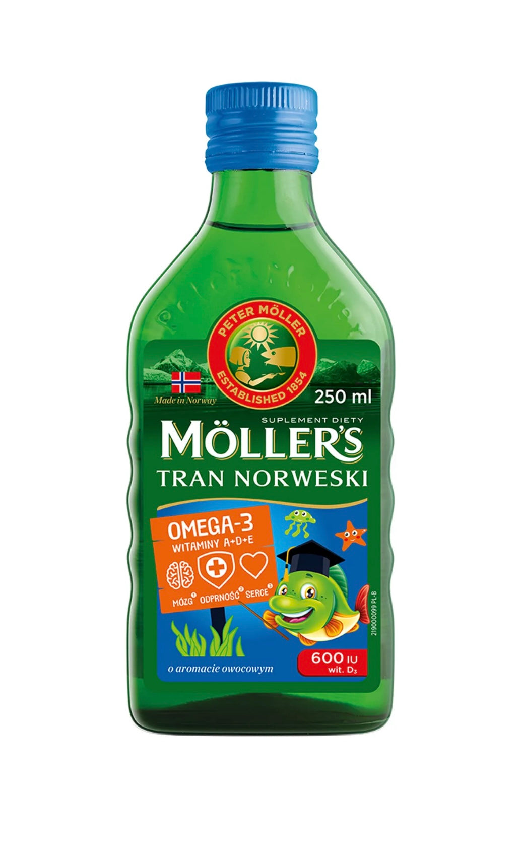 Moller's Tran Norweski, powyżej 3 lat, aromat owocowy, 250 ml