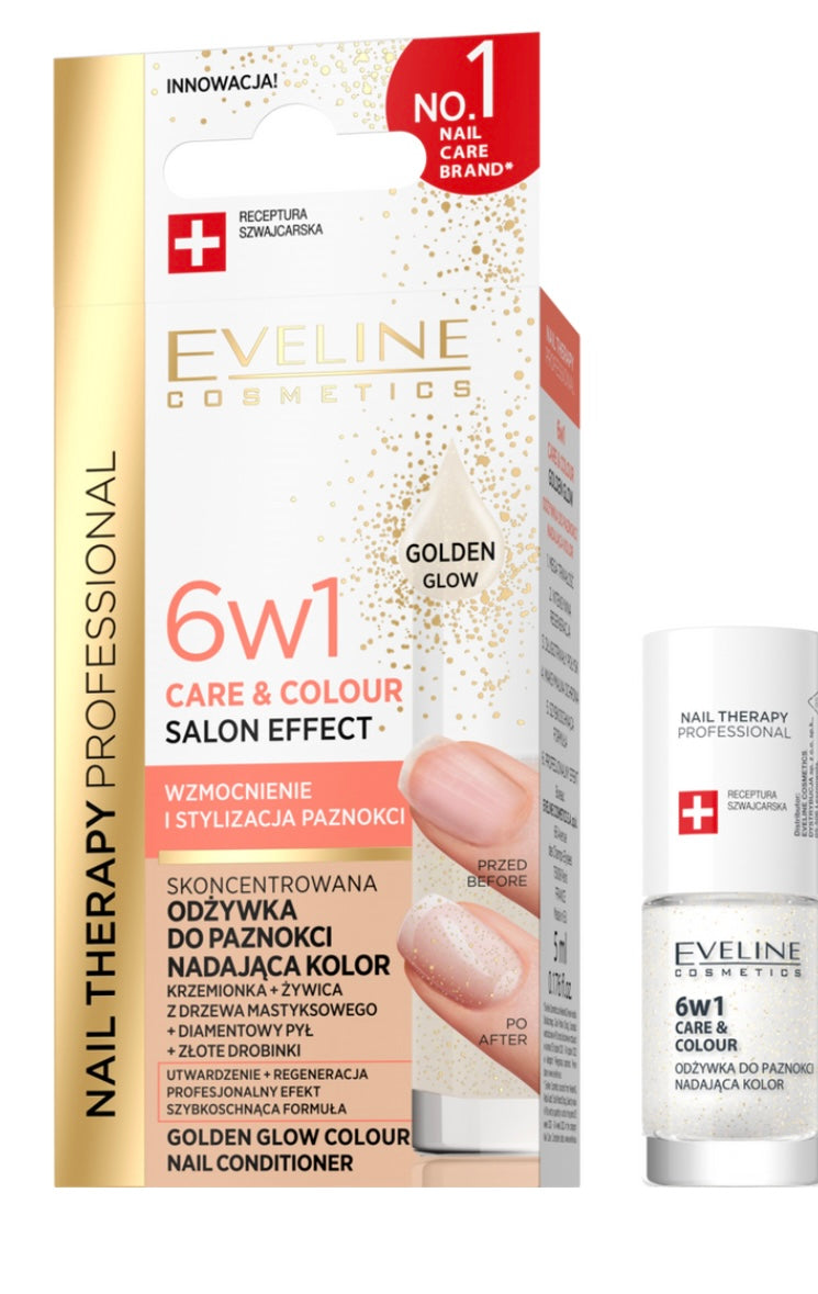 Eveline Nail Therapy Care & Colour Skoncentrowana Odżywka do Paznokci Nadająca Kolor Golden Glow 5ml