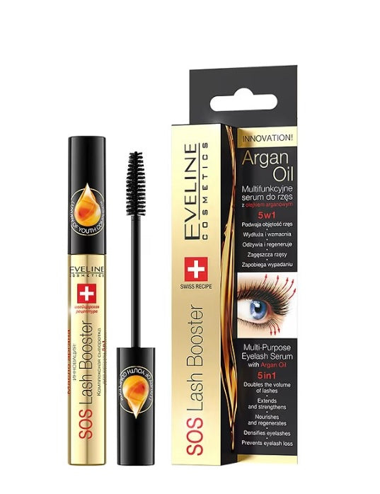 Eveline SOS Lash Booster Multifunkcyjne Serum do Rzęs z Olejkiem Arganowym 5w1 10ml