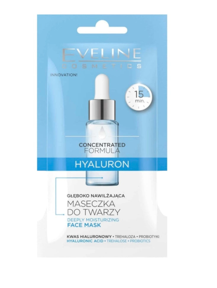 Eveline Concentrated Formula Hyaluron Głęboko nawilżająca maska do cery suchej i odwodnionej