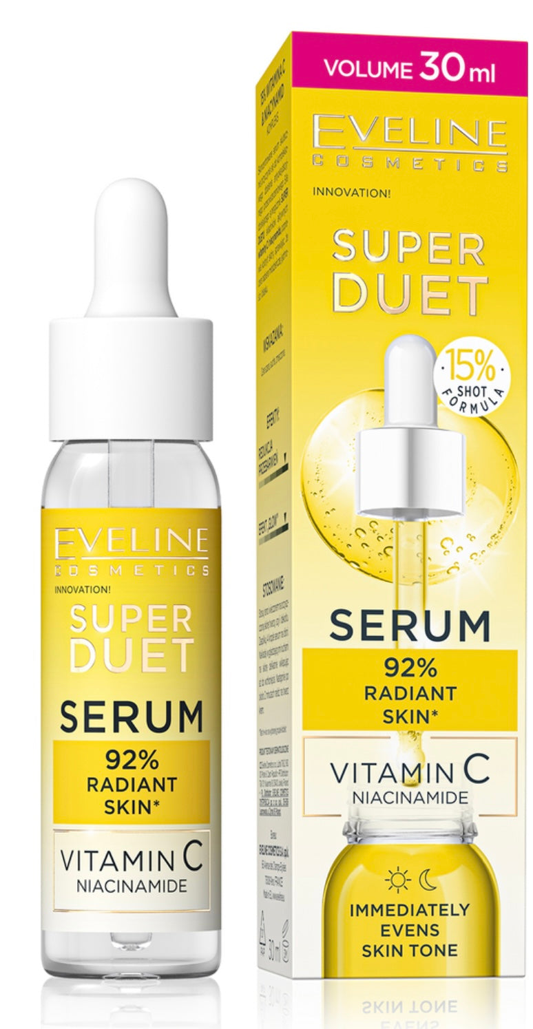 Eveline Super Duet Skoncentrowane Serum na Przebarwienia Vitamin C dla Skóry Matowej i Zmęczonej 30ml