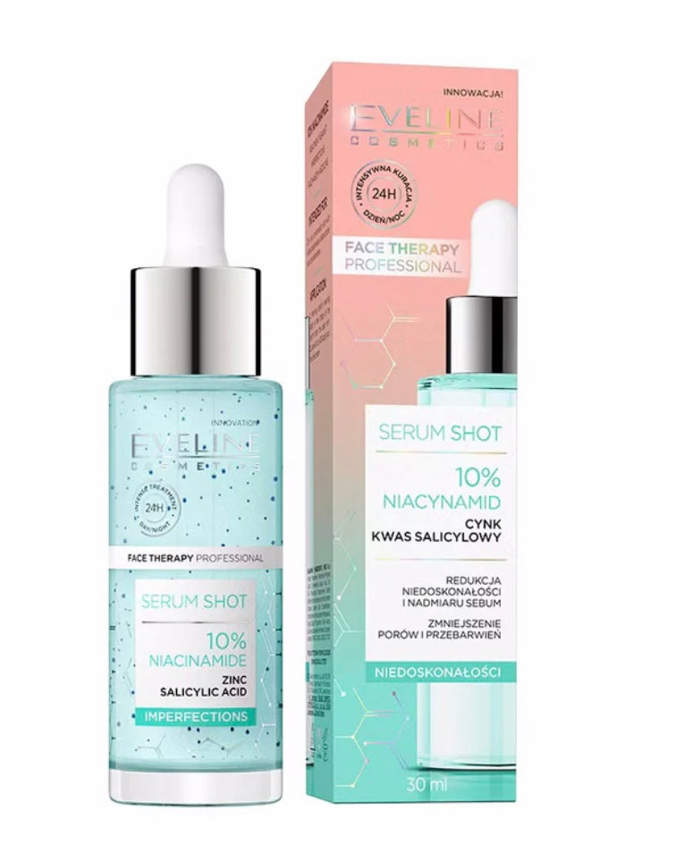Eveline Face Therapy Serum Shot Kuracja 10% Niacynamid na Twarz Szyję i Dekolt 30ml