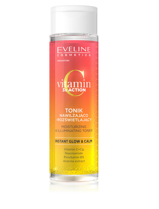 Eveline Vitamin C 3xAction Nawilżająco-Rozświetlający Tonik dla Skóry Zmęczonej i Pozbawionej Blasku 200ml