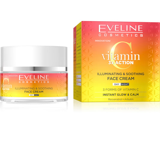 Eveline Vitamin C 3x Action Rozświetlająco-Kojący Krem do Twarzy na Dzień i na Noc 50ml