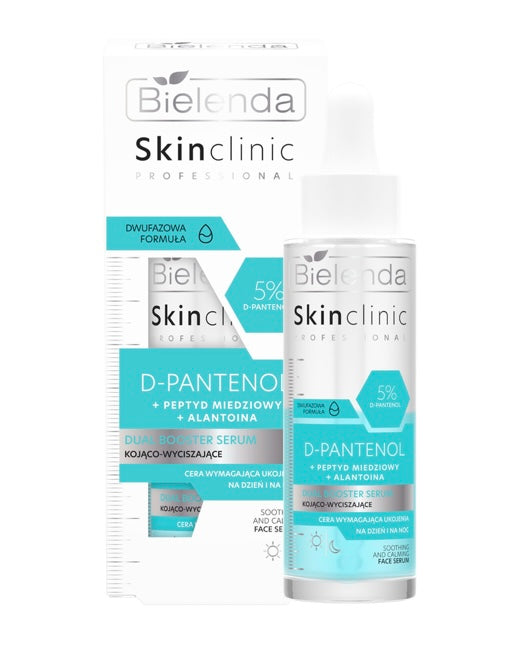 Bielenda Skin Clinic Professional D-panthenol Dual Booster Kojąco - Wyciszające Serum dla Skóry Suchej i Podrażnionej na Dzień i na Noc 45ml