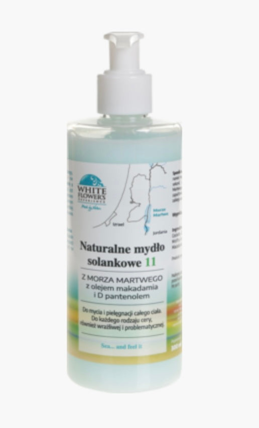 White Flower's Experience
Mydło w płynie, naturalne, solankowe, z Morza Martwego, z olejem makadamia i D pantenolem
300 ml