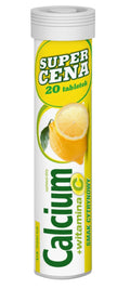 Plusssz Calcium 300 Vitamina C Tabletki Musujące o Smaku Cytrynowym 20szt