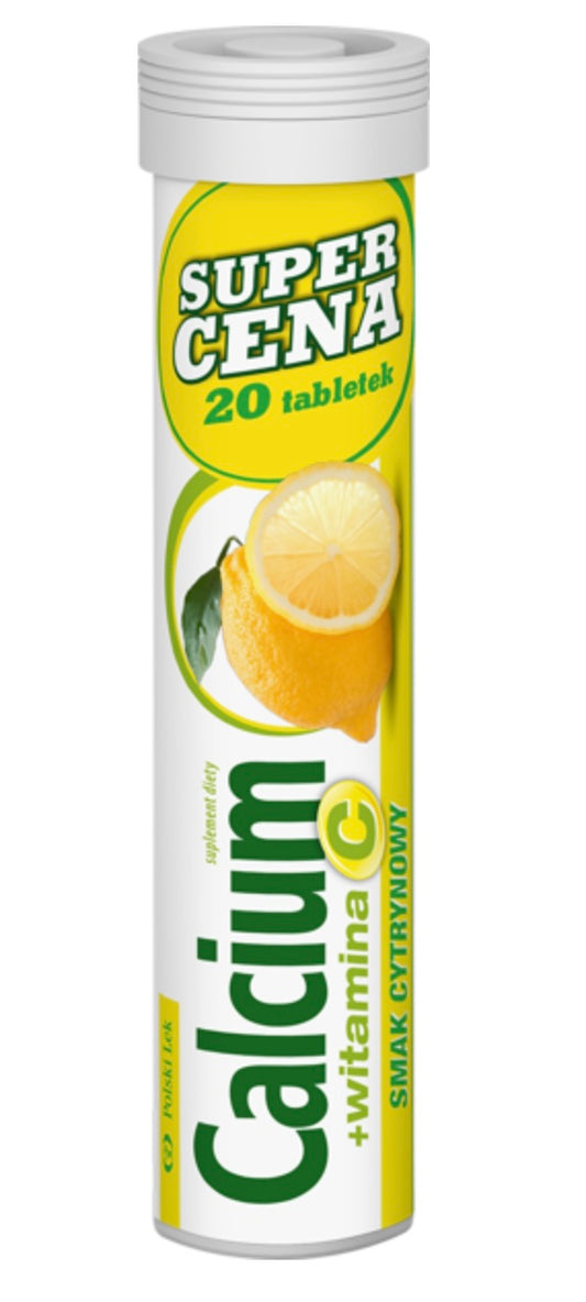 Plusssz Calcium 300 Vitamina C Tabletki Musujące o Smaku Cytrynowym 20szt