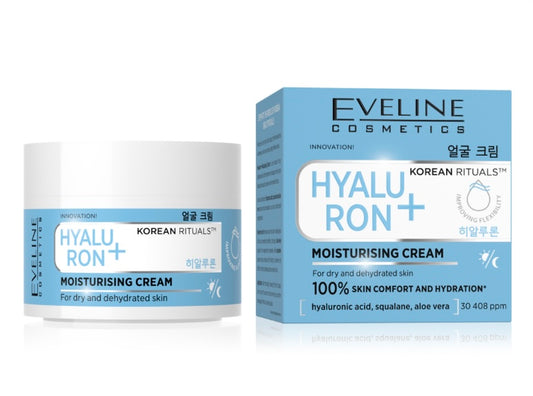 Eveline Korean Rituals Nawilżający Krem do Twarzy Hyaluron+ dla Skóry Suchej i Odwodnionej na Dzień i na Noc 50ml