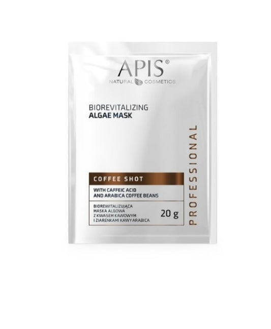 Apis Coffee Shot Biorewitalizująca Maska algowa z kwasem kawowym i ziarenkami kawy Arabica 20 g
