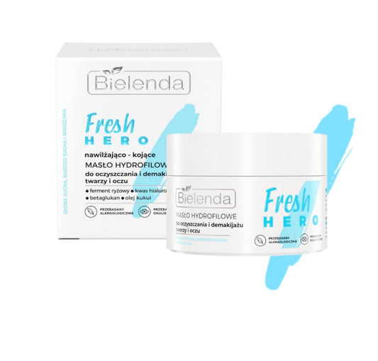 Bielenda Fresh Hero Nawilżająco – Kojące Masło Hydrofilowe do Oczyszczania i Demakijażu Twarzy i Oczu dla Skóry Suchej i Bardzo Suchej