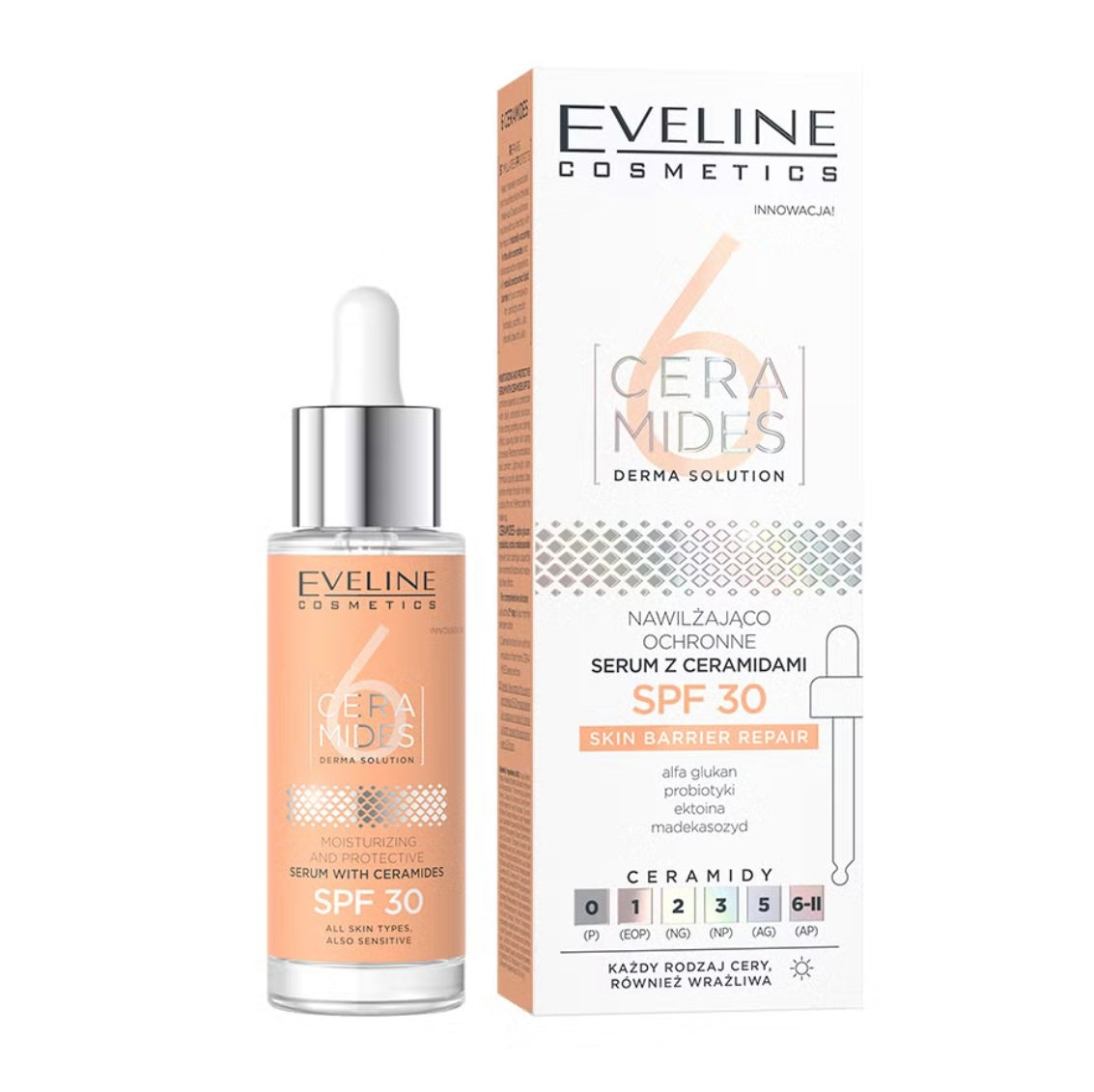 Eveline 6 Ceramides Nawilżająco-ochronne serum z ceramidami i SPF 30