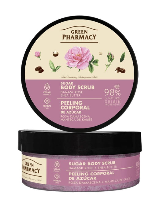 Green Pharmacy Cukrowy Peeling do Ciała Róża Damasceńska i Masło Shea 200ml