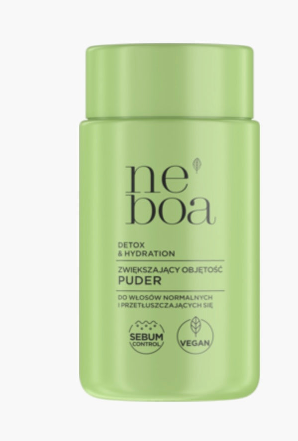 Neboa
Detox & Hydration
Puder do włosów, zwiększający objętość
