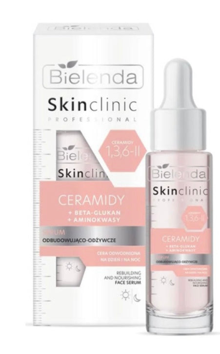 02/2027 Bielenda Skin Clinic Professional Serum Odbudowująco-Odżywcze Ceramidy Beta-Glukanu Aminokwasy dla Skóry Odwodnionej 30ml