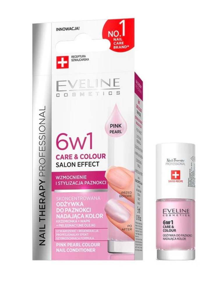 Eveline Nail Therapy Professional 6w1 Care & Colour Skoncentrowana Odżywka do Paznokci Nadająca Kolor Pink Pearl 5ml