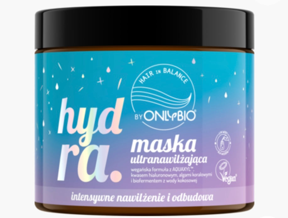 OnlyBio Hair In Balance
Hydra
Maska do włosów, nawilżająco-odbudowująca
400 ml