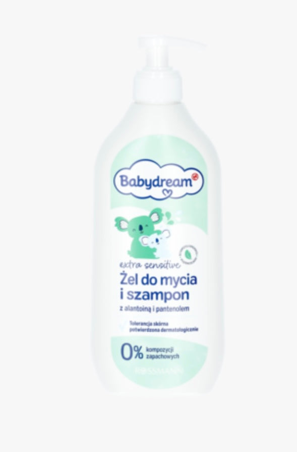 BABYDREAM Extra Sensitive
Żel do mycia ciała i włosów, dla dzieci, delikatny