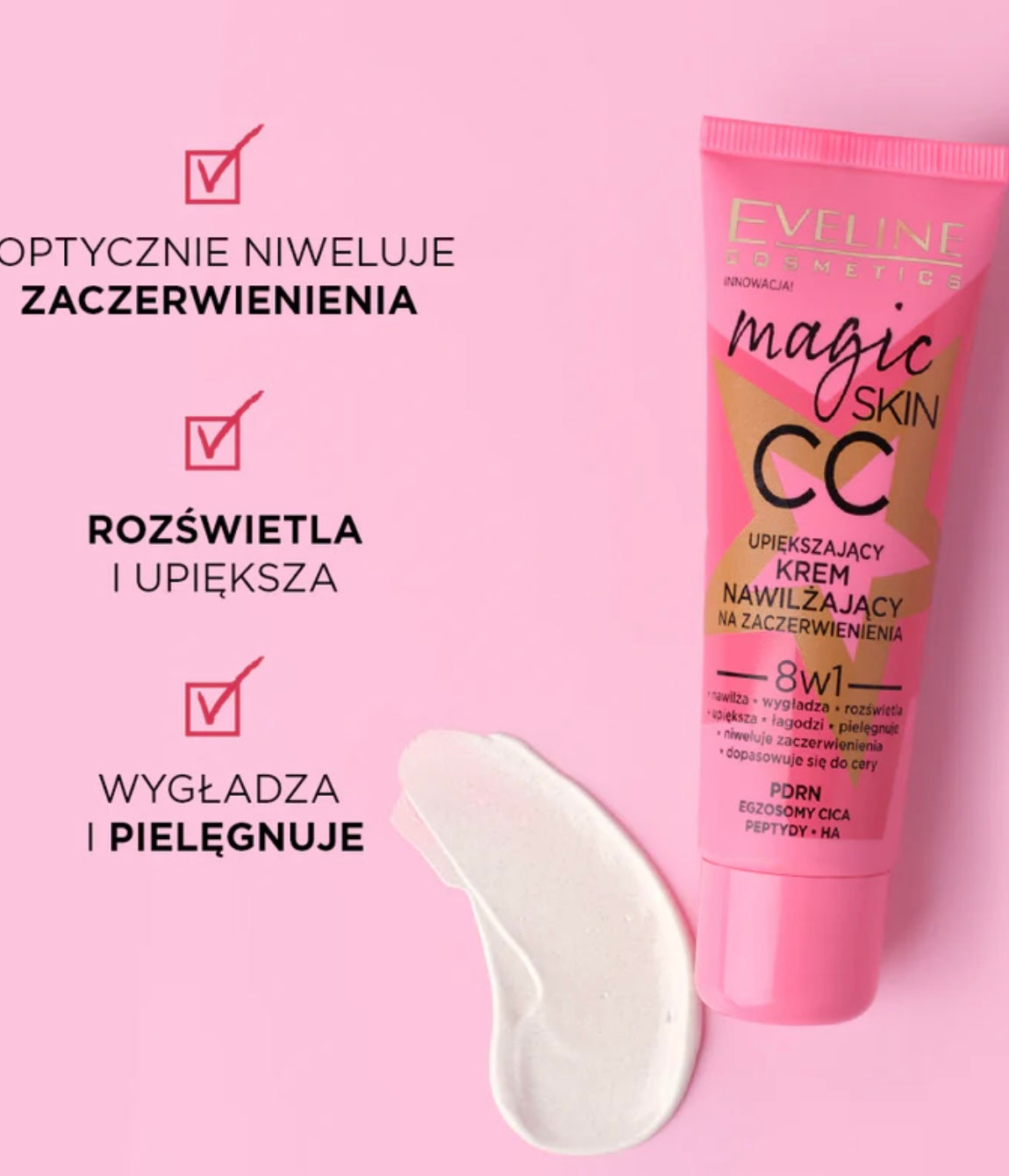 Eveline MAGIC SKIN CC
Upiększający krem nawilżający na zaczerwienienia
