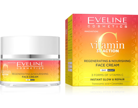 Eveline Vitamin C 3x Action Regenerująco-Odżywczy Krem do Twarzy na Dzień i na Noc 50ml