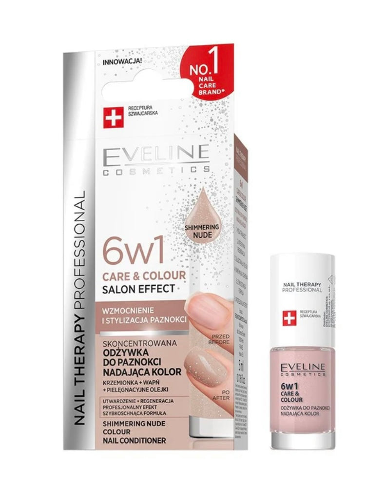 Eveline NAIL THERAPY PROFESSIONAL
Skoncentrowana odżywka do paznokci nadająca kolor SHIMMERING NUDE