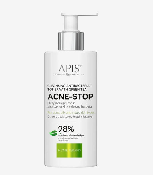 Apis ACNE-STOP
Oczyszczający tonik antybakteryjny z zieloną herbatą 300 ml