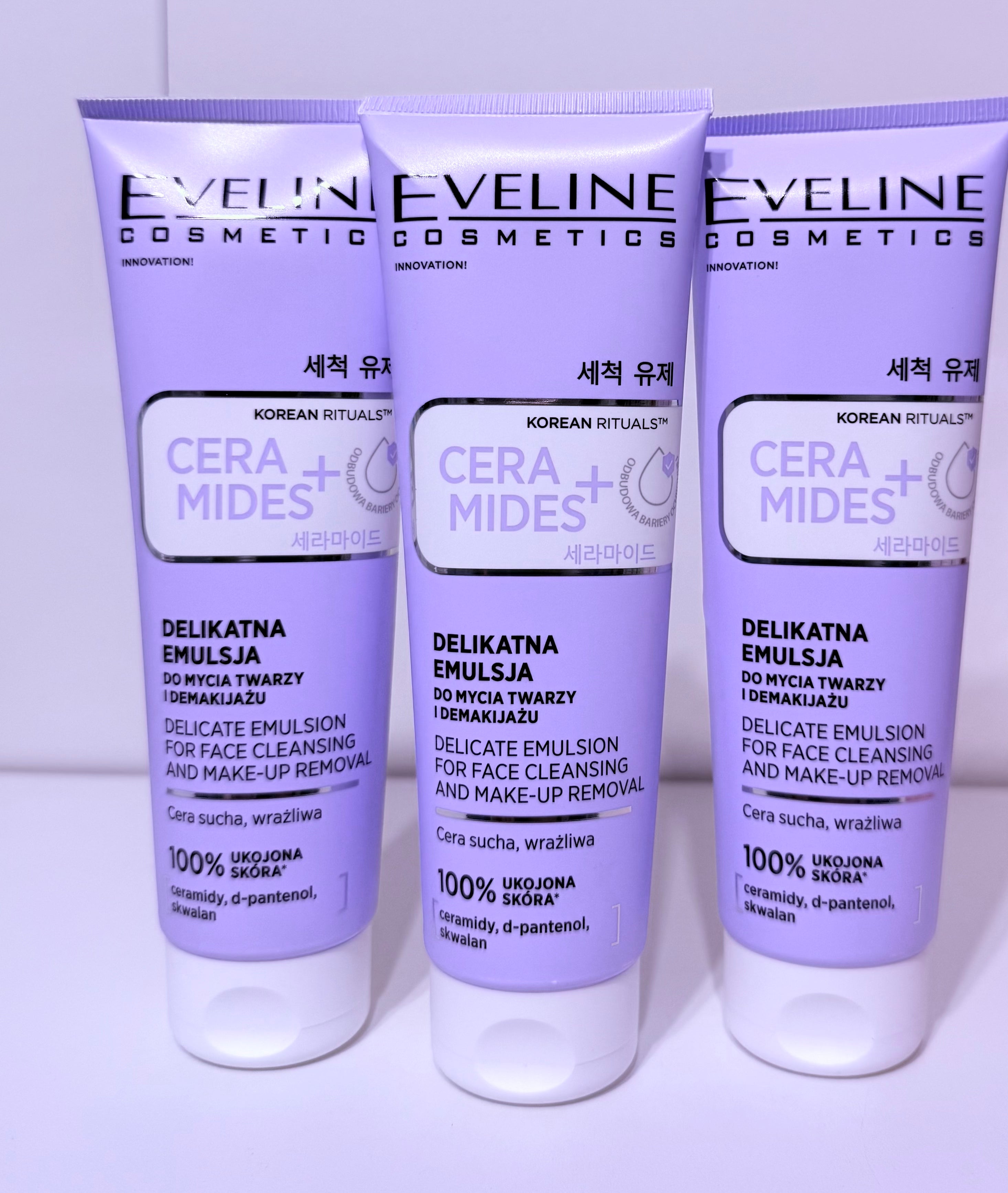 Eveline Korean Rituals Ceramides+ Delikatna emulsja do mycia twarzy i demakijażu