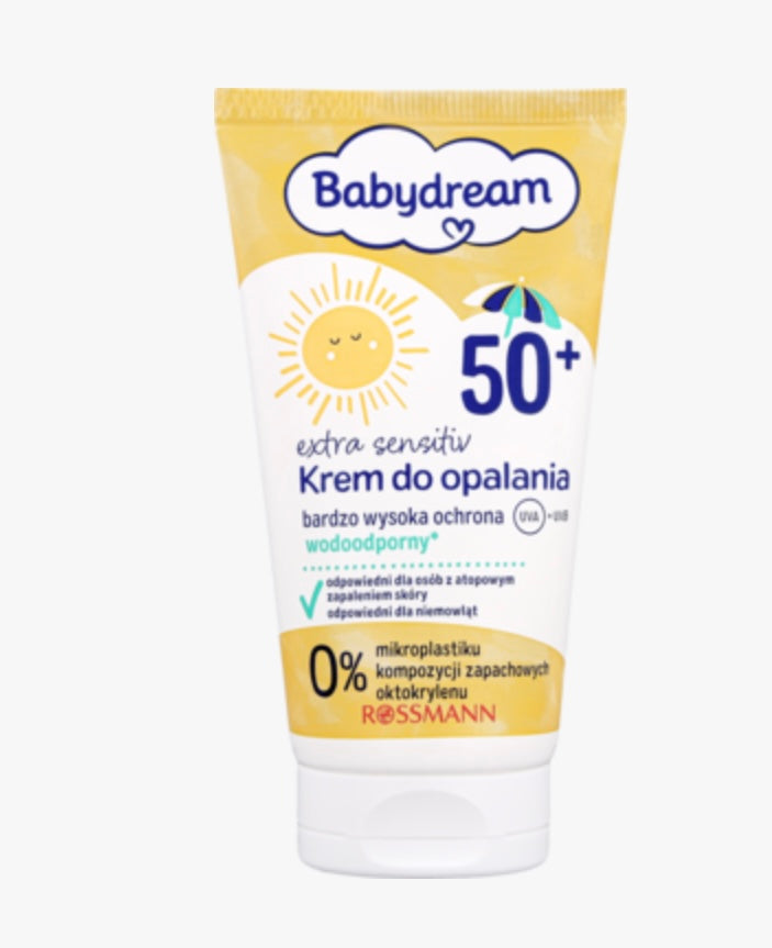 BABYDREAM Extra Sensitive
Krem do opalania, wodoodporny, SPF 50+