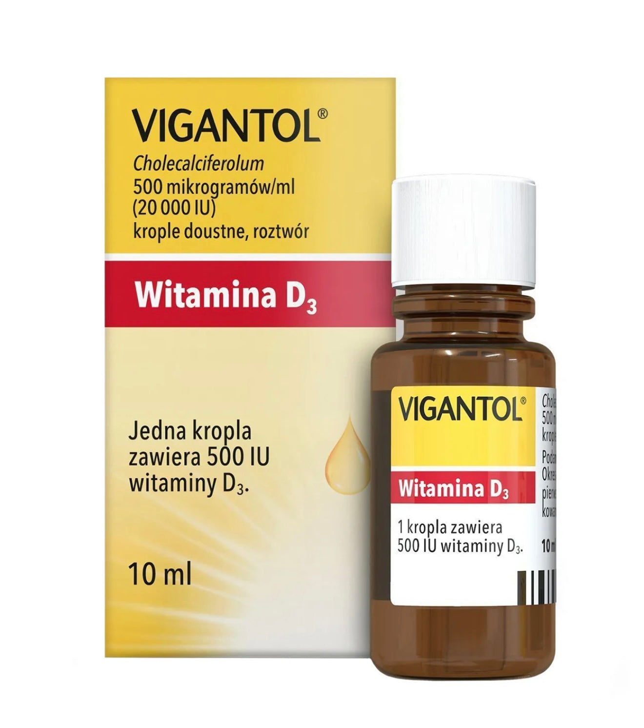 Vigantol 20 000IU, krople doustne, roztwór, 10 ml