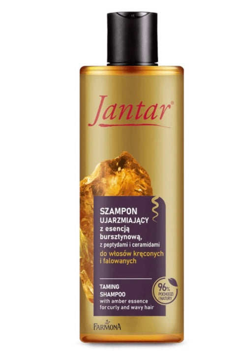 Jantar Ujarzmiający Szampon z Esencją Bursztynową Peptydami i Ceramidami dla Włosów Kręconych i Falowanych 300ml