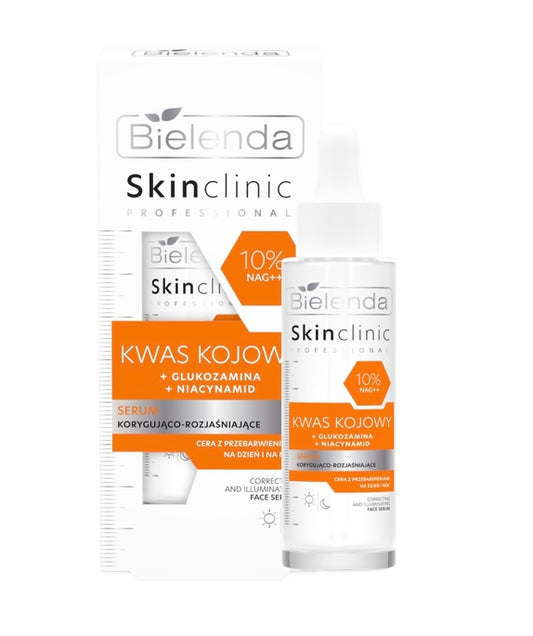 Bielenda Skin Clinic Professional Kwas Kojowy Korygująco – Rozjaśniające Serum Redukujące Przebarwienia na Dzień i na Noc 30ml
