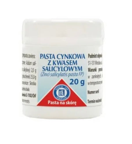 Pasta cynkowa z kwasem salicylowym (2 g + 25 g)/ 100 g, pasta na skórę, 20 g