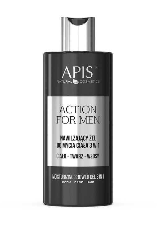 Apis Action for Men Nawilżający Żel do Mycia Ciała Twarzy i Włosów 3w1 300ml