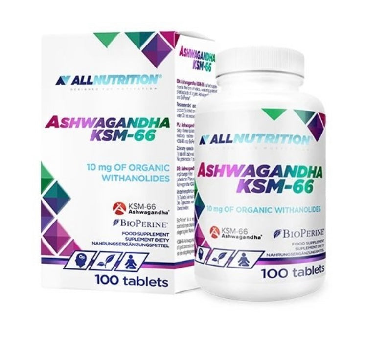 Allnutrition Ashwagandha KSM-66 Suplement na Stres i Poprawę Nastroju 100 Tabletek