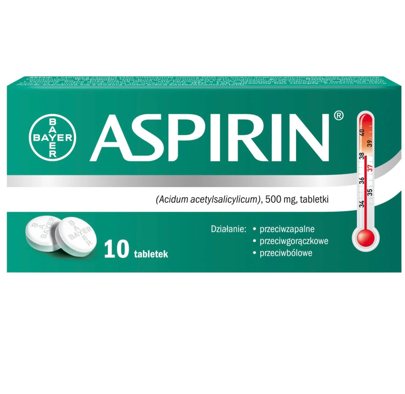 Aspirin 500 mg, 10 tabletek