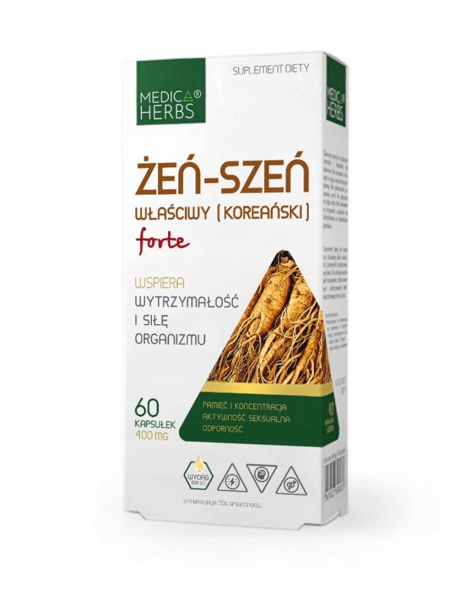 Żeń-szeń właściwy (koreański) forte silny organizm Medica Herbs