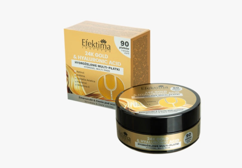 EFEKTIMA 24K Gold & Hyaluronic Acid
Płatki do twarzy, hydrożelowe, wygładzająco-nawilżające