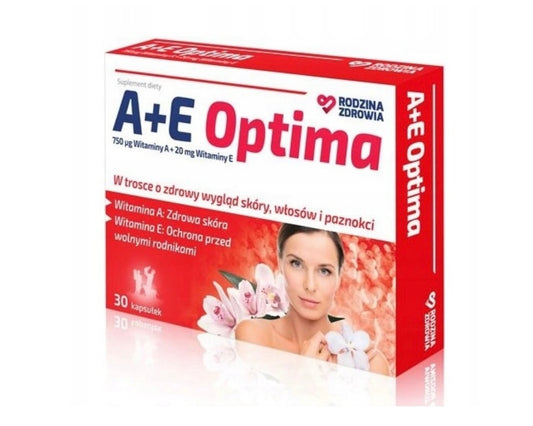 A+E Optima skóra włosy paznokcie
30 kapsułek