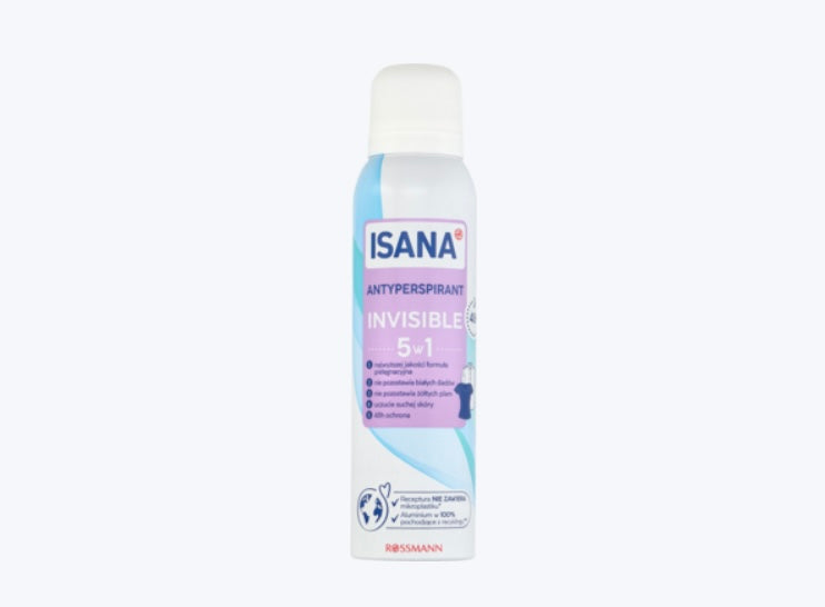 ISANA Invisible
Antyperspirant w spray'u, 5w1, 48h