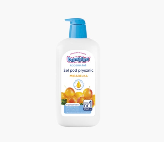 BambinoRodzina
Żel pod prysznic dla dorosłych i dzieci 3+, hiperdelikatny, zapach Mirabelki 1000 ml