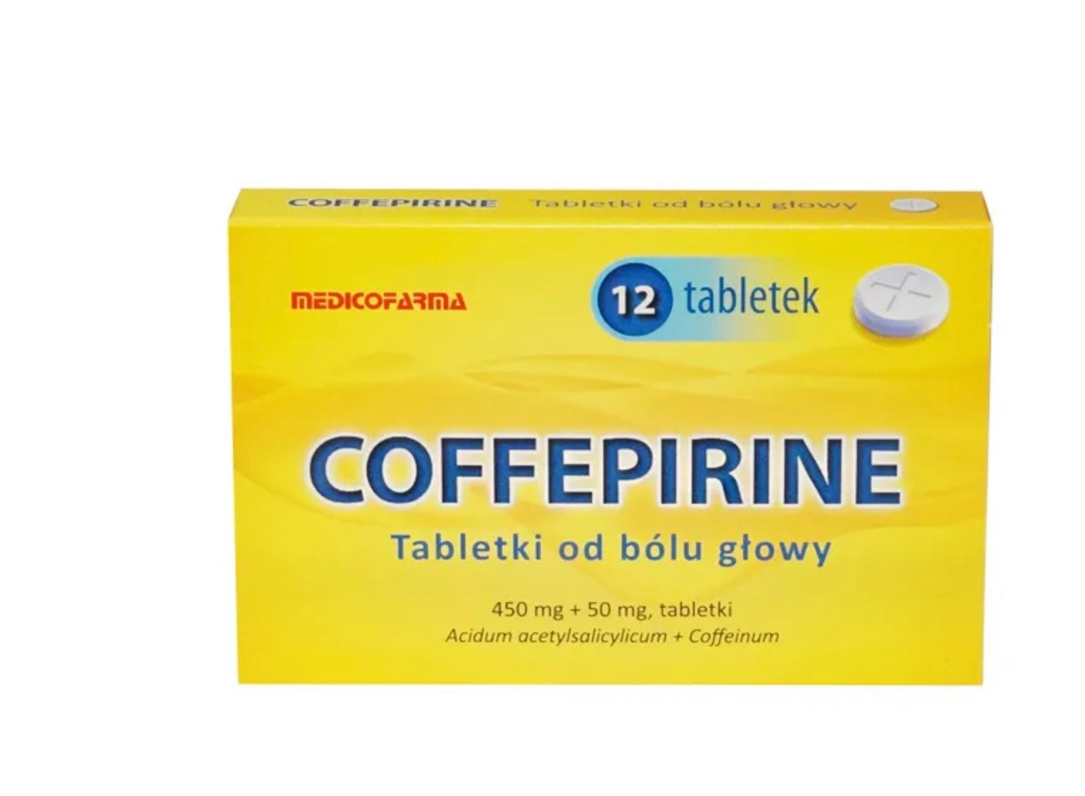 Coffepirine Tabletki od bólu głowy 450 mg + 50 mg, 12 tabletek