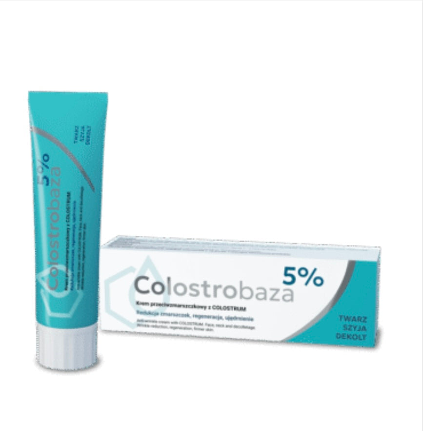 COLOSTROBAZA 5%
krem przeciwzmarszczkowy z COLOSTRUM
redukcja zmarszczek, regeneracja, ujędrnienie