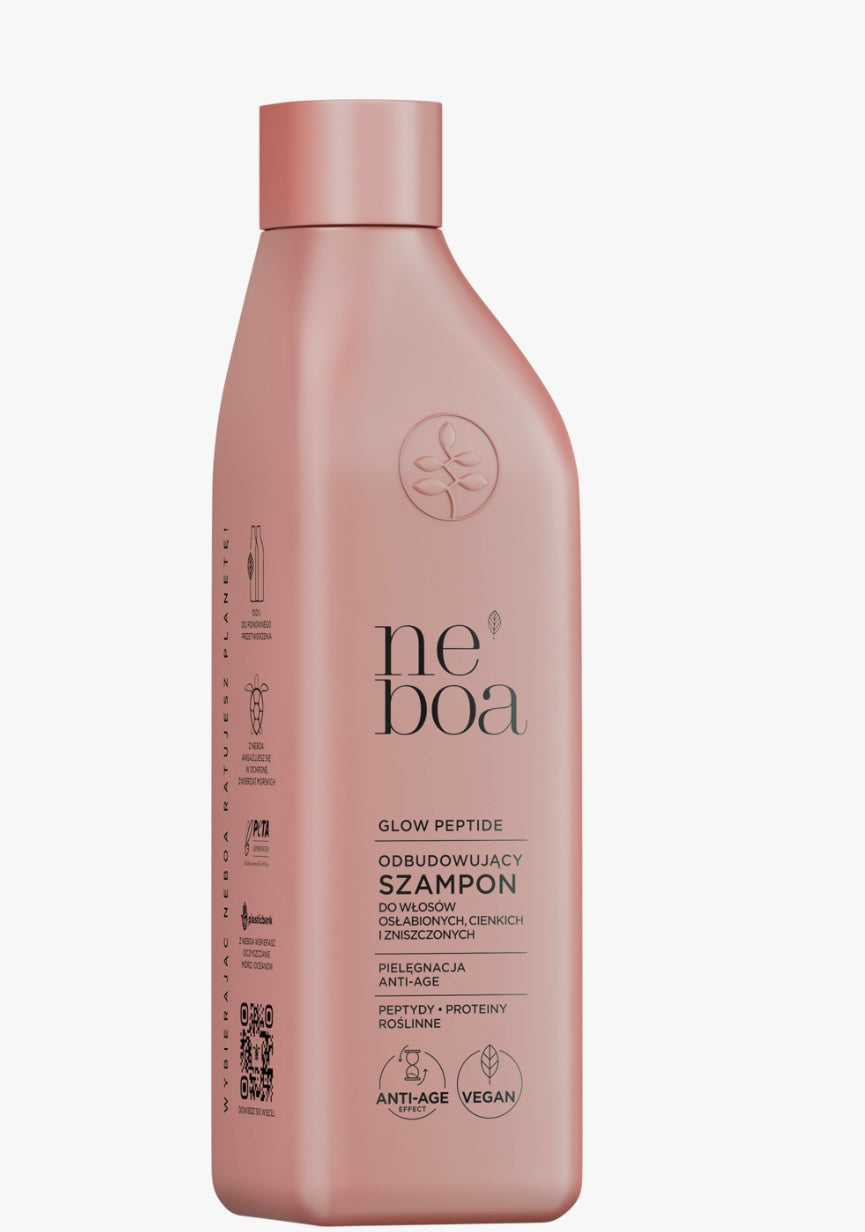 NEBOA Glow Peptide
Szampon do włosów osłabionych, cienkich i zniszczonych, odbudowujący, pielęgnacja anti-age
