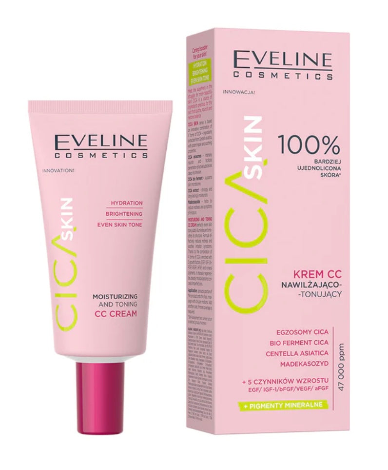 Eveline Cica Skin Krem CC Nawilżająco-Tonujący Wyrównuje Koloryt Skóry 30ml