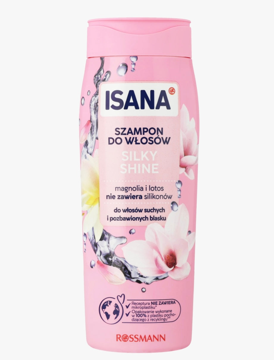ISANA Silky Shine
Szampon do włosów suchych i pozbawionych blasku, Magnolia i Kwiat Lotosu