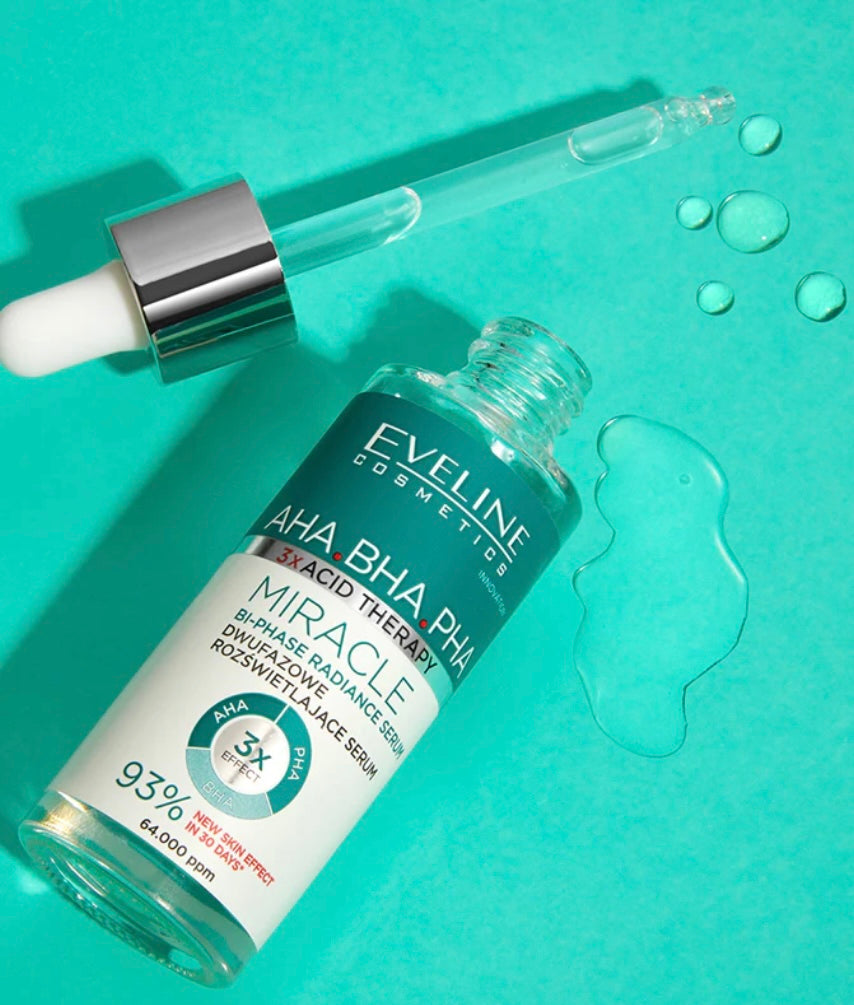 Eveline 3 X Acid Therapy AHA BHA PHA BI-Phase Dwufazowe Rozświetlające Serum 30ml