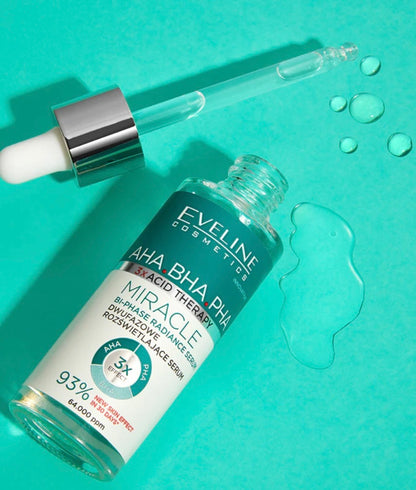 Eveline 3 X Acid Therapy AHA BHA PHA BI-Phase Dwufazowe Rozświetlające Serum 30ml