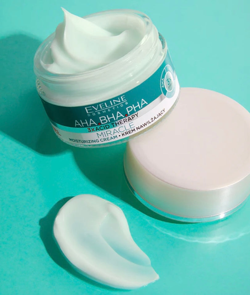 Eveline 3 X Acid Therapy AHA BHA PHA Miracle Nawilżający Krem na Dzień i na Noc 50ml